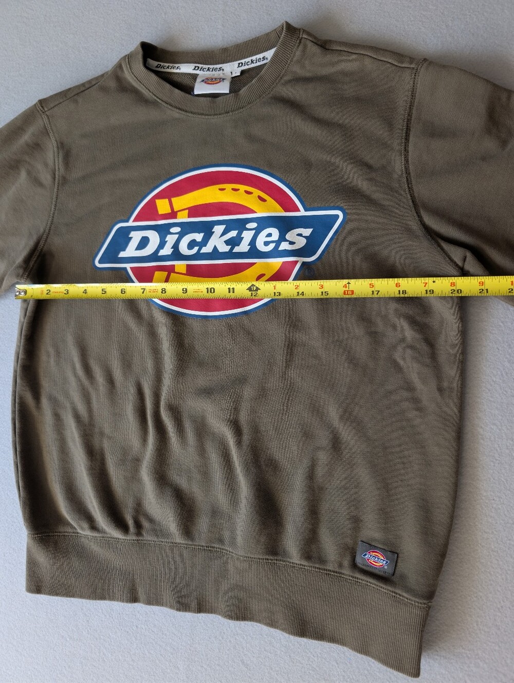 Dickies Olive Green Crewneck Sweatshirt Vintage Style Logo Utility Workwear Sz L image 7